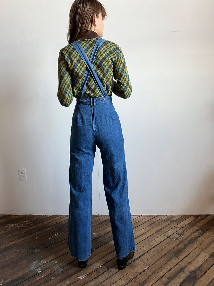 Vintage 1970's JcPenney Denim Overalls, Women's 70's Retro Thief