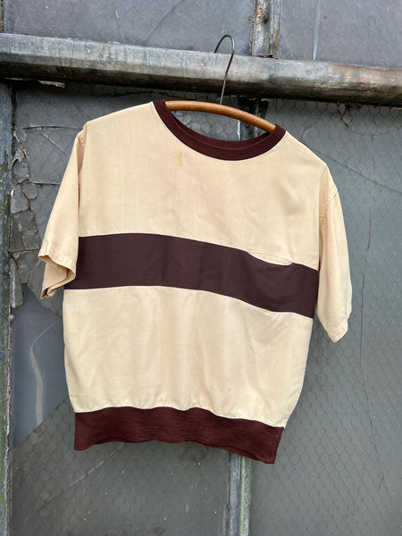 Vintage 1940's Striped Short Sleeve Rayon Top