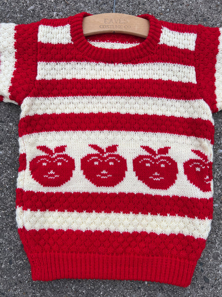 Vintage Hand Knit Apple Sweater, Childrens