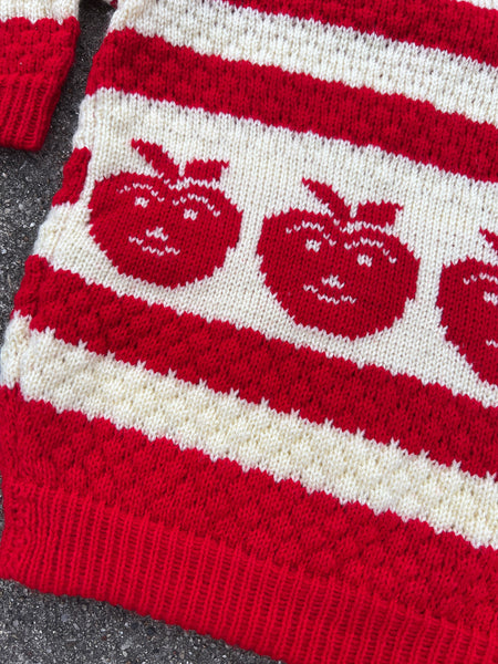 Vintage Hand Knit Apple Sweater, Childrens