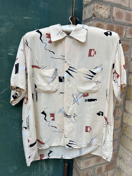 Vintage 1940's - 50's Fruit of the Loom Loop Collar Button Down