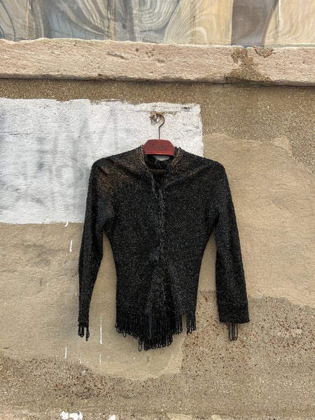 Antique Victorian Era Hand Beaded Black Bodice