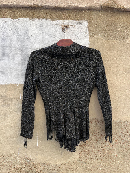 Antique Victorian Era Hand Beaded Black Bodice