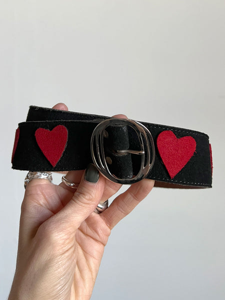Vintage 1970's - 1980's Leather Heart Belt