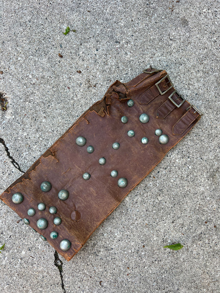 Antique Early Vintage Studded Leather Kidney Belt