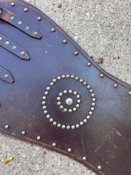 Antique - Early Vintage Leather Circle Studded Kidney Belt