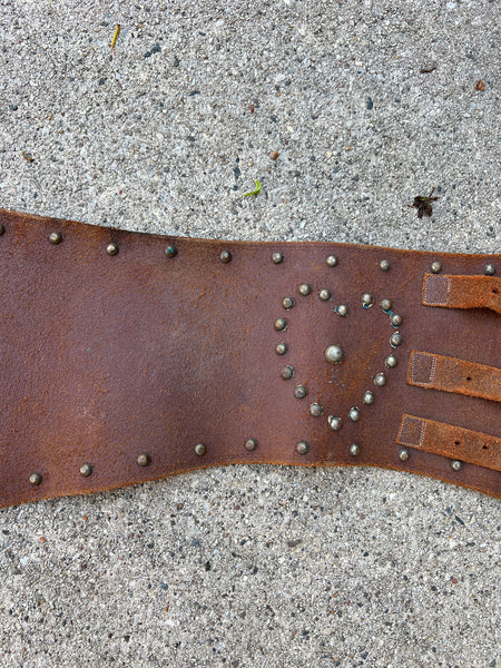 Antique Vintage Leather Heart Studded Kidney Belt