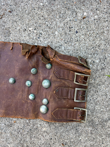 Antique Early Vintage Studded Leather Kidney Belt