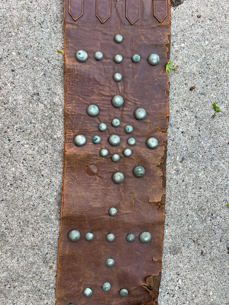 Antique Early Vintage Studded Leather Kidney Belt