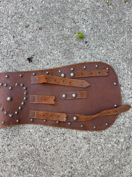 Antique Vintage Leather Heart Studded Kidney Belt