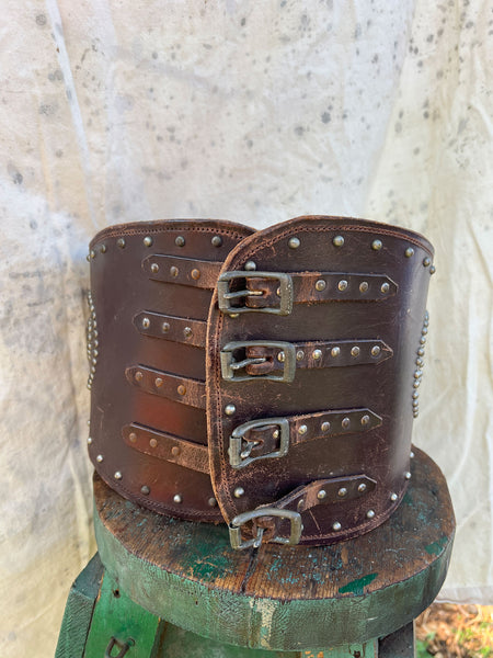 Antique - Early Vintage Leather Circle Studded Kidney Belt