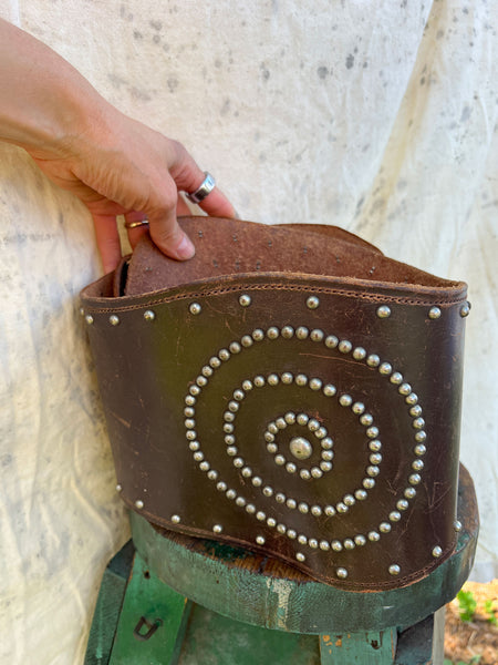 Antique - Early Vintage Leather Circle Studded Kidney Belt