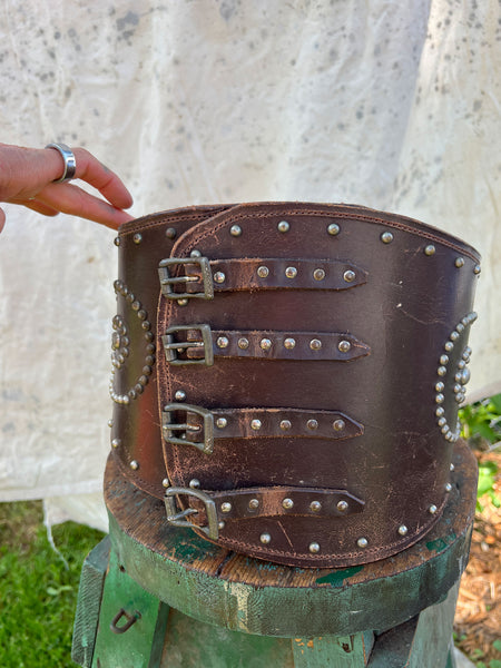 Antique - Early Vintage Leather Circle Studded Kidney Belt