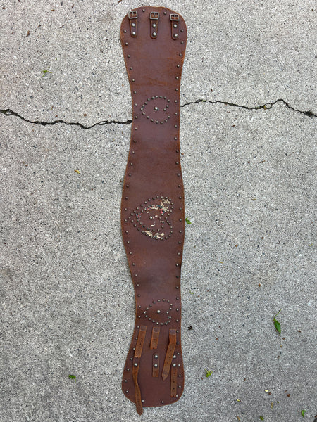 Antique Vintage Leather Heart Studded Kidney Belt