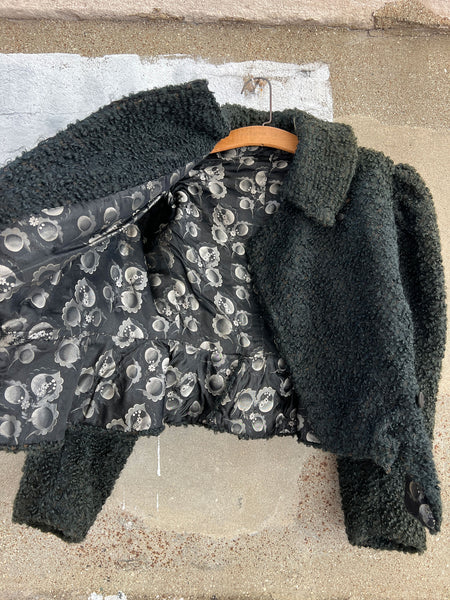Antique Black Fuzzy Puff Sleeve Coat