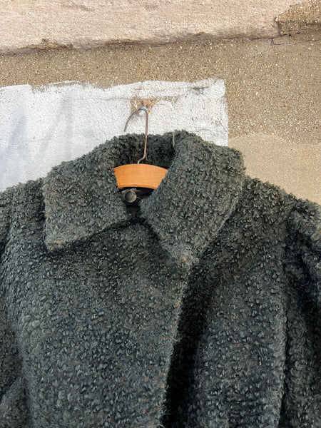 Antique Black Fuzzy Puff Sleeve Coat