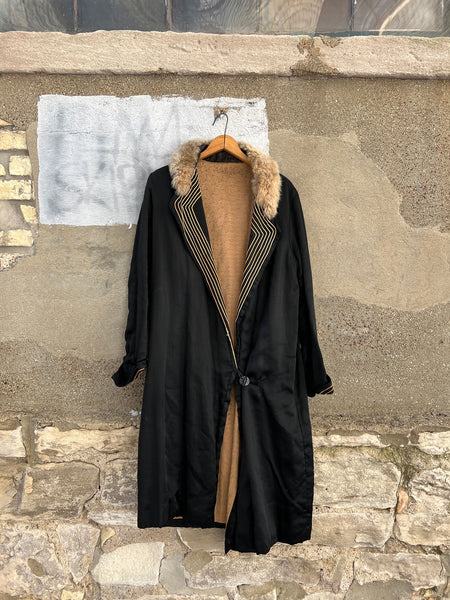 Antique 1920's Fur and Silk Coat