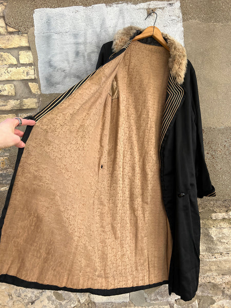 Antique 1920's Fur and Silk Coat
