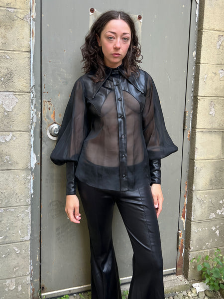 Vintage 1970's EROS California Black Blouse and Pants Set