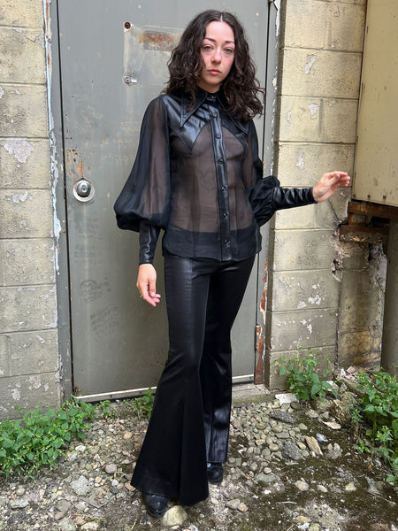 Vintage 1970's EROS California Black Blouse and Pants Set