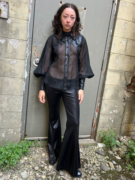 Vintage 1970's EROS California Black Blouse and Pants Set