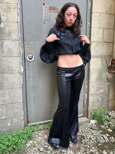 Vintage 1970's EROS California Black Blouse and Pants Set