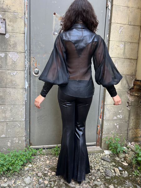 Vintage 1970's EROS California Black Blouse and Pants Set