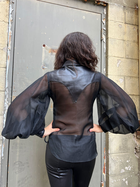 Vintage 1970's EROS California Black Blouse and Pants Set