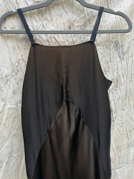 Antique 1920's Black to Sun Faded Brown Silk Satin Slip Dress