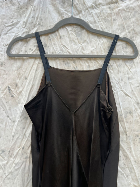 Antique 1920's Black to Sun Faded Brown Silk Satin Slip Dress