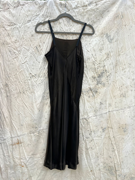 Antique 1920's Black to Sun Faded Brown Silk Satin Slip Dress