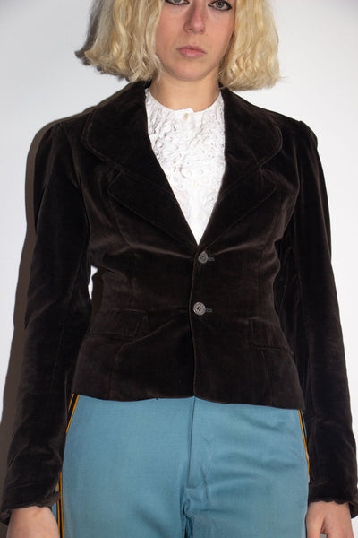 Vintage 1970's Ralph Lauren Dark Brown Velvet Blazer