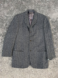Vintage 1940's - 1950's Grey Wool Woven Blazer, Sportswear Jacket, Men's 40's 50's