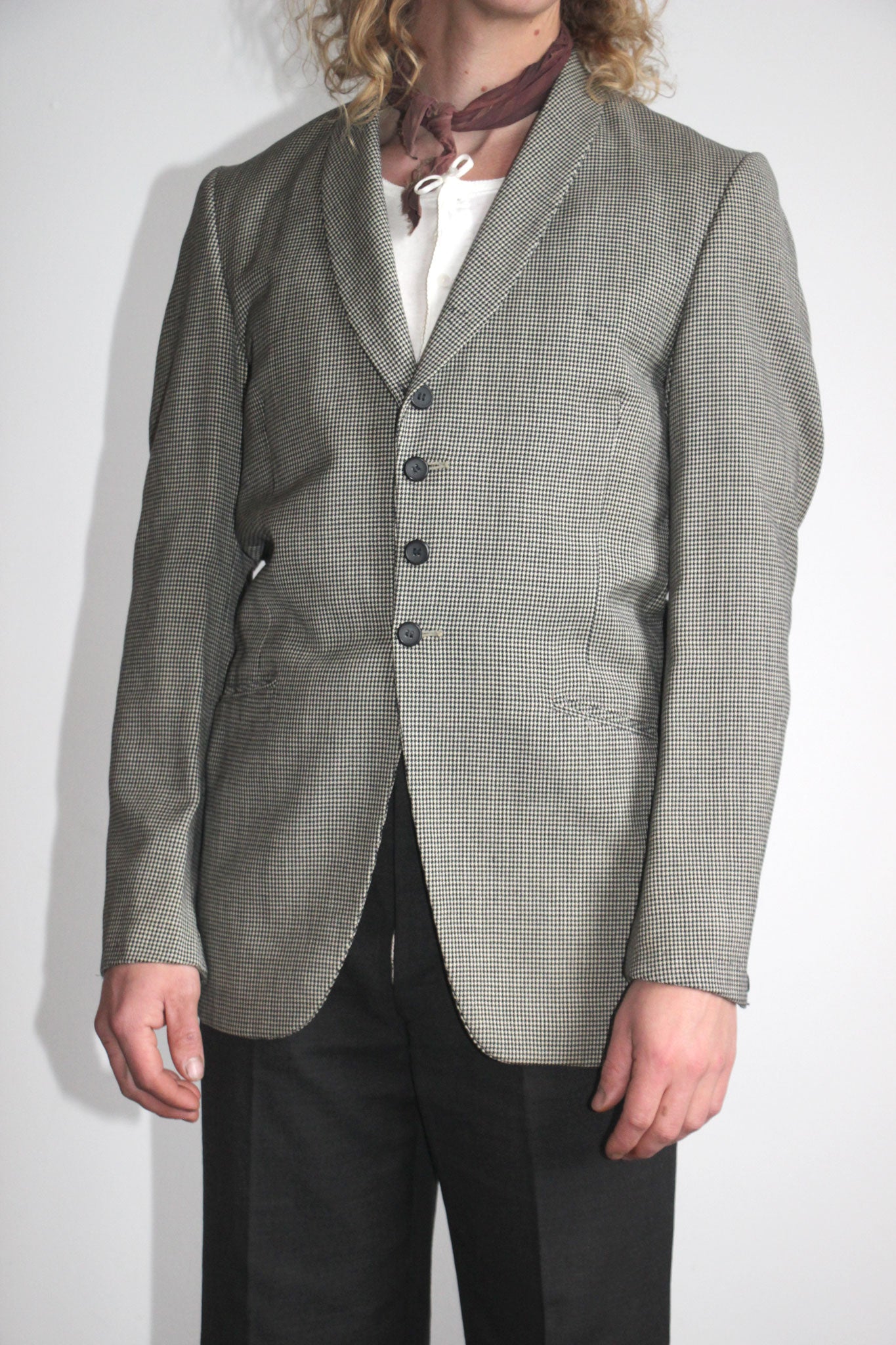 Early Vintage Wool Houndstooth Blazer, Menswear