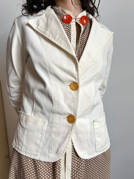 Vintage 1930's Women's Sportswear Cotton Jacket with Bakelite Buttons