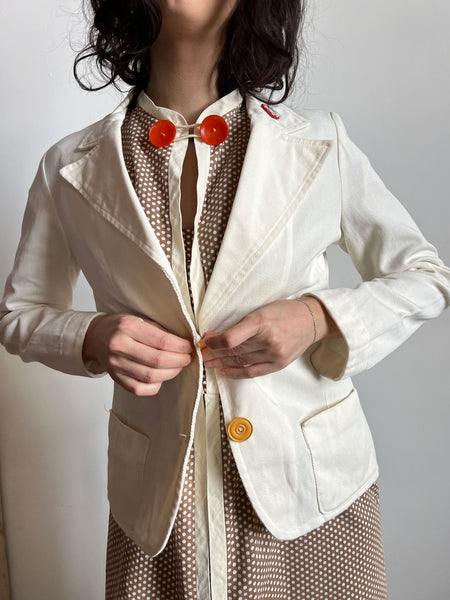 Vintage 1930's Women's Sportswear Cotton Jacket with Bakelite Buttons