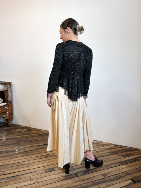 Antique Victorian Era Hand Beaded Black Bodice