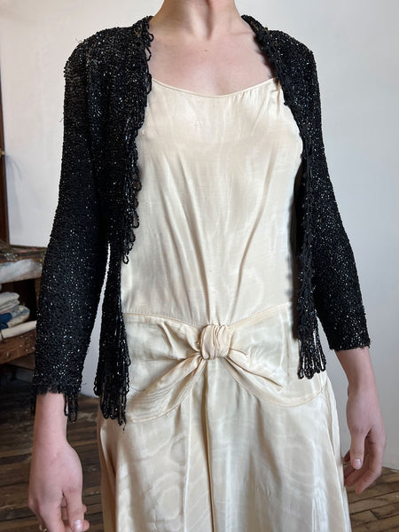 Antique Victorian Era Hand Beaded Black Bodice
