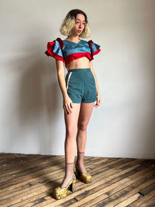 Vintage 1940's Ruffled Cropped Theatre Top