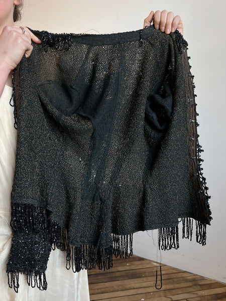 Antique Victorian Era Hand Beaded Black Bodice