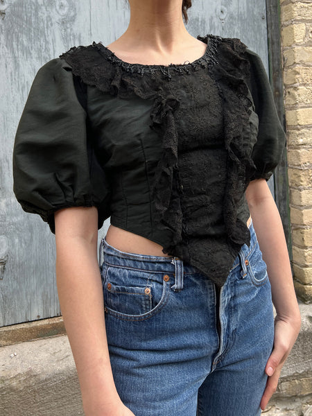 Antique 1900's Black Puff Sleeve Bodice