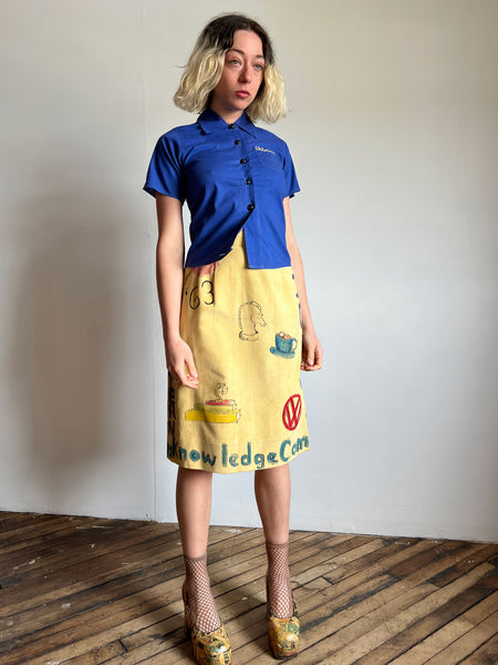 Vintage 1930's Blue Embroidered Blouse