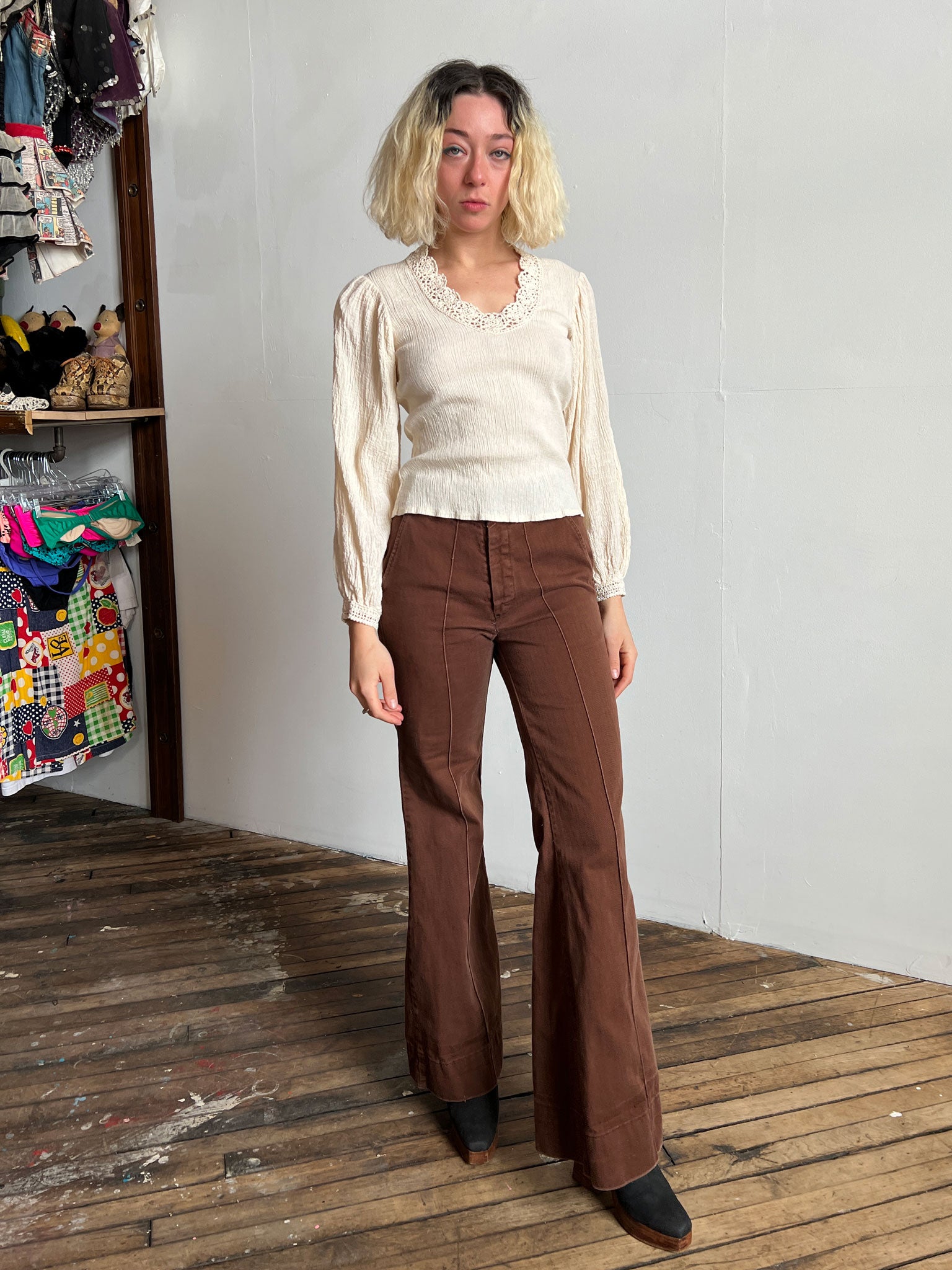 Vintage 1960's White Gauze Hippie Blouse, San Francisco