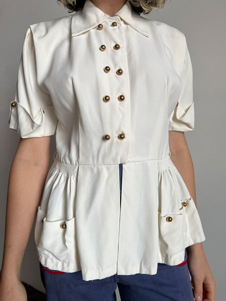 Vintage 1940's Women's Blouse with Round Buttons