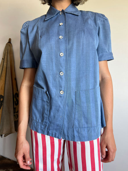Vintage 1930's - Early 1940's HBT Button Up Blouse