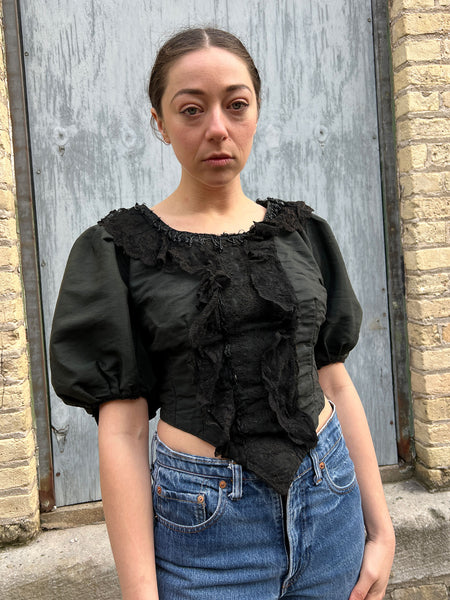 Antique 1900's Black Puff Sleeve Bodice