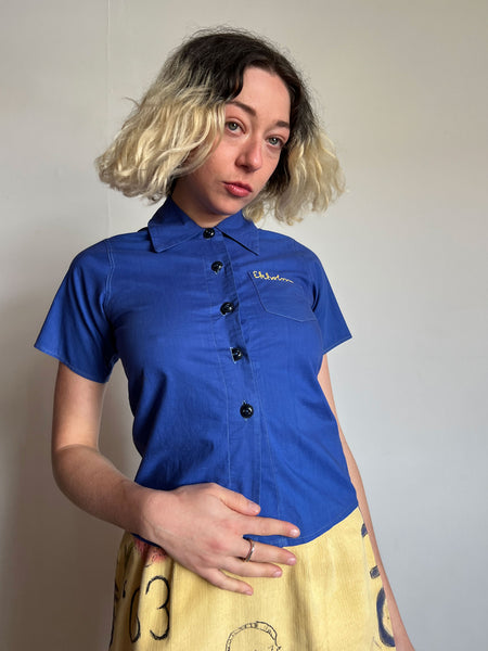 Vintage 1930's Blue Embroidered Blouse