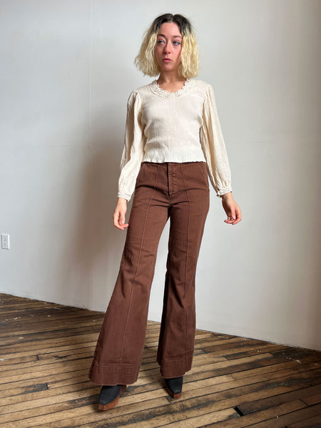Vintage 1960's White Gauze Hippie Blouse, San Francisco