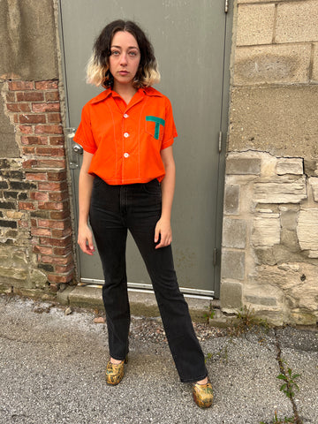 Vintage 1940's - 1950's Bright Orange Sportswear Blouse