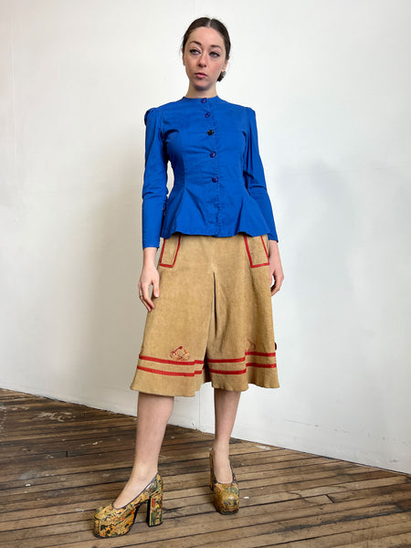 Vintage 1930's - 1940's Cotton Long Sleeve Blouse